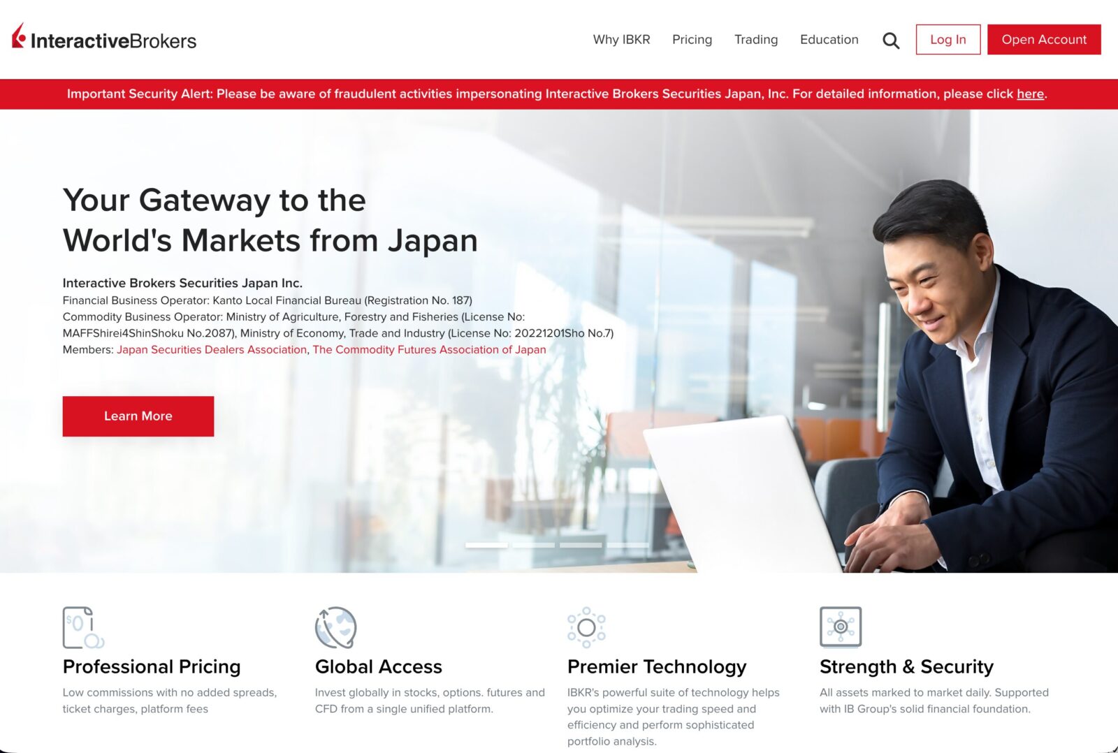 Interactive Brokers公式サイトトップページ