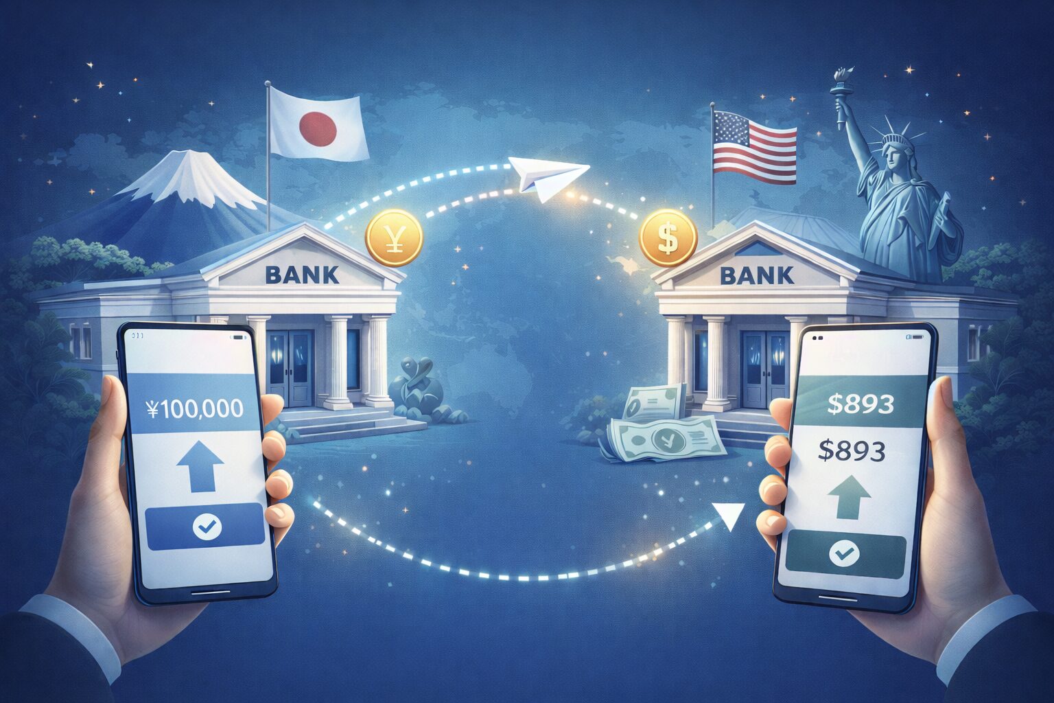 日本からFirstrade口座への入金フロー図